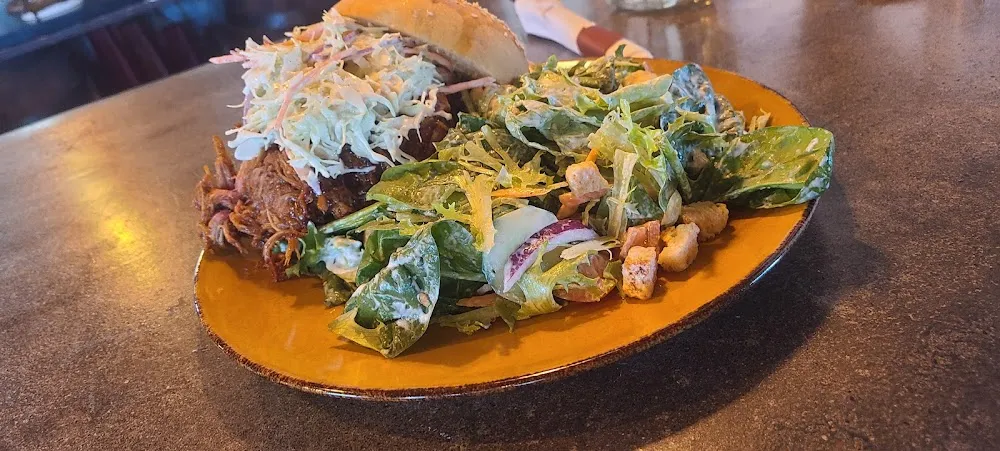 Pulled Pork Sandwich and Salad